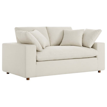 Modway Commix Upholstered Modern Fabric & Wood Loveseat in Light Beige