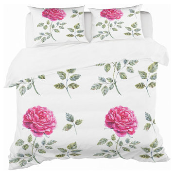 Beautiful Red Rose Cabin and Lodge Duvet Cover Set, Twin