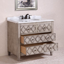 Abel Antique 40 inch Antique Light Grey White Marble Top Single Sink Bathroom Va - Bathroom Vanities And Sink Consoles