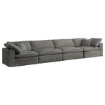 Meridian Furniture - Cozy Velvet Upholstered Comfort 4-Piece Modular Sofa, Gray - Bring home this Cozy sofa for a fresh new look. Embrace casual elegance with this Cozy velvet cloud-like comfort modular fiber-filled seating option. Handsome from all angles, this piece features soft Gray velvet upholstery to make it an easy fit in any room. This modular piece can be combined with other items in the Cozy collection to create a seating group of your dreams. The cushions on this piece are exceptionally comfortableand filled with fiber for luxury that you deserve as you rest and relax.