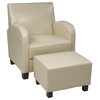 Cream Faux Leather Club Chair With Ottoman