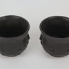 Set of 2 Multi Face Ceramic Planter Matte Black Pottery Vase Small Flower Pot