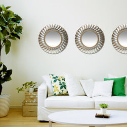 Marseille Mirror- 21.5" Diameter, Burnished Light Gold Finish Frame w/ Gold Fini - Wall Mirrors