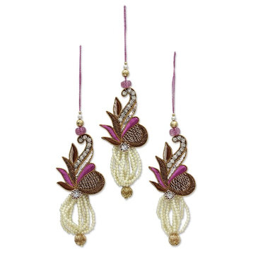3-Piece Novica Kolkata Jewel Beaded Ornaments