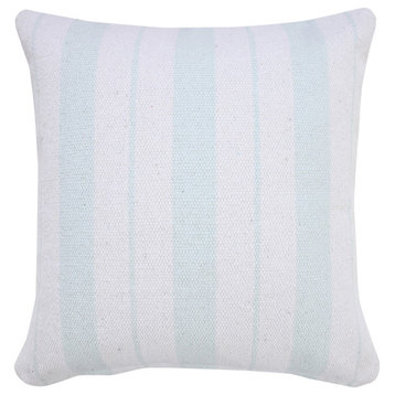Triple Center Bright Blue Striped 20" x 20" Throw Pillow