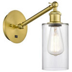 Innovations Lighting - Innovations Lighting 317-1W-SG-G802 Clymer, 1 Light Wall In Art Nouveau - The Clymer 1 Light Sconce is part of the BallstonClymer 1 Light Wall  Satin GoldUL: Suitable for damp locations Energy Star Qualified: n/a ADA Certified: n/a  *Number of Lights: 1-*Wattage:100w Incandescent bulb(s) *Bulb Included:No *Bulb Type:Incandescent *Finish Type:Satin Gold