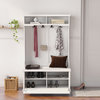 Gewnee Entryway Hall Tree With Coat Rack 4 Hooks And Storage Bench Shoe Cabinet