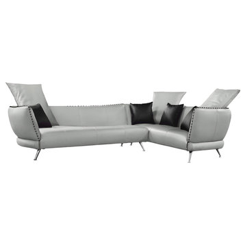 Modern Vitali Light Grey Microfiber Leather Sectional - Right Chaise