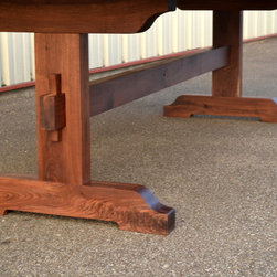 Live Edge Sycamore Dining Table with Trestle Base - Dining Tables