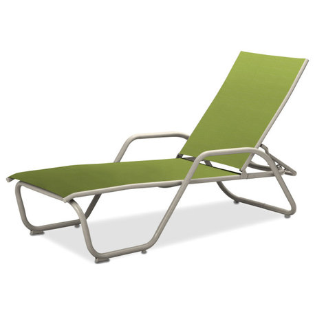 Gardenella Sling 4-Position Chaise, Textured Warm Gray, Lime