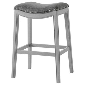 New Pacific Direct Grover 29.5" Fabric Bar Stool in Dark Gray/Ash Gray