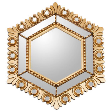 NOVICA Majestic Hex And Bronze Gilded Wood Wall Mirror