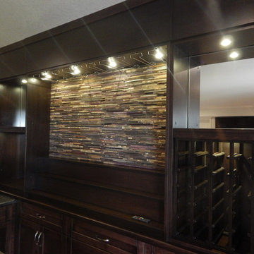 Barn board bar with granite server and bar top