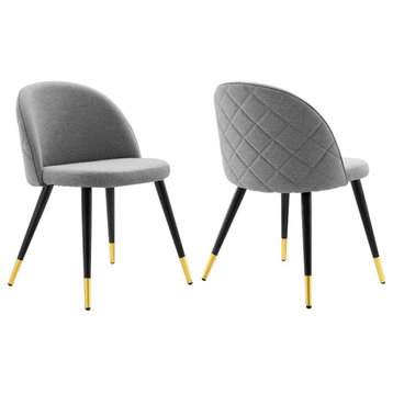 Modway Cordial 18" Fabric & Metal Dining Chairs in Black/Light Gray (Set of 2)