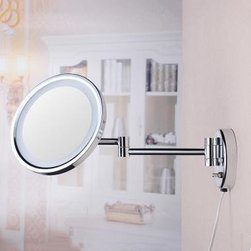 Chrome Wall Mounted 8 Inch LED Bathroom Make Up Mirrors MB018 - Bathroom Mirrors