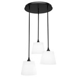 Toltec Lighting - Toltec Lighting 2183-MB-4081 Empire - Three Light Cluster Pendalier - Empire 3 Light Cluster Pendalier In Matte Black Finish With 9.5Gǥ White, Black, And Gray Matrix Glass.  No. of Rods: 4  Canopy Included: Yes  Shade Included: Yes  Canopy Diameter: 18 x 18 x 3  Rod Length(s): 18.00Empire Three Light Cluster Pendalier Matte Black White Matrix Glass *UL Approved: YES *Energy Star Qualified: n/a  *ADA Certified: n/a  *Number of Lights: Lamp: 3-*Wattage:100w Medium bulb(s) *Bulb Included:No *Bulb Type:Medium *Finish Type:Matte Black