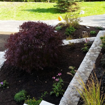 Stone Wall, Landscape Lighting, Walkway & Landing Project, Marlborough MA