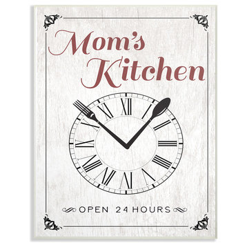 Mom's Kitchen Open 24 Hours Wall Plaque Art, 10x15