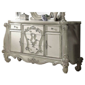 Bowery Hill 5 Drawer Dresser in Bone and White