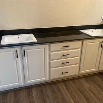Cafe Brown Granite with Clean White Cabinets