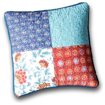 Set of 2 Bohemian Vibes Patchwork Floral Multi Colorful Throw Pillow Covers 18"