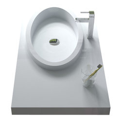 ADM Bathroom Design - ADM Oval Wall Mounted Sink, White, 39", Matte White - Bathroom Sinks