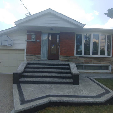 Exposed aggregate and stamp concrete driveway project in Scarborough