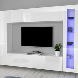Modern Italian Wall Unit Mary B | White Gloss - Entertainment Centers And Tv Stands