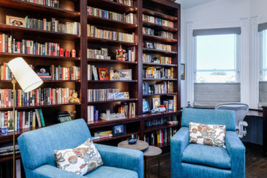 Example of a transitional home office design in San Francisco