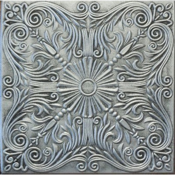 Spanish Silver, Styrofoam Ceiling Tile, 20"x20", #R139, Antique Silver