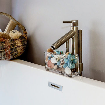 Elegant Master Bathroom Remodel with Quartz-Granite Hybrid Vanity and Spa Shower