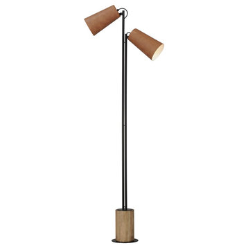 Maxim Scout 2-Light Floor Lamp 10099WWDTN, Weathered Wood/Tan Leather