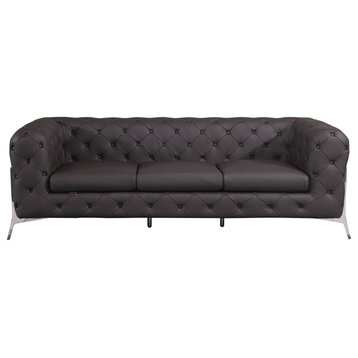 Angelica Italian Leather Sofa, Brown