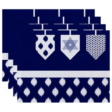 Decorative Holiday Placemat Geometric, Set of 4, Royal Blue