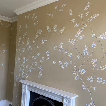 Chinoiserie hand painted wallpaper private commission