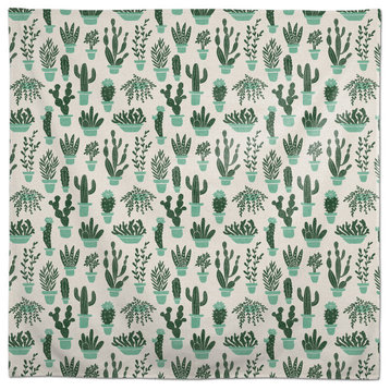 Houseplants On Linen Green 2 58x58 Tablecloth