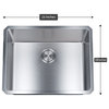 Dowell Undermount Single Bowl Stainless Kitchen Sink - Small Radius, 21w X 16l X 10d
