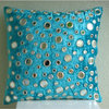 Mirror Blue Velvet 16"x16" Cushion Covers, Aqua Reflections