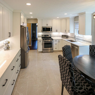 White Kitchen with White Subway Tile and Gray and Black Accent Tile ~ Medina, OH