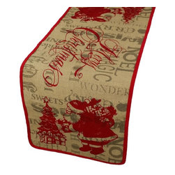 Xia Home Fashions - Saint Nick Christmas With Printed Burlap Collection Table Runner, 14"x36" - Table Runners