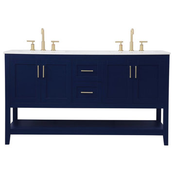 Elegant Decor VF16060DBL 60 inch Double Bathroom Vanity in Blue