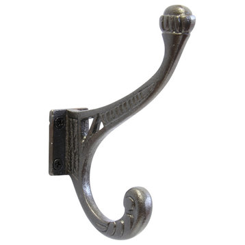 RCH Decorative Iron Wall Hook, 3.7 Inch, Various Finishes, Grey, 3.7 Inch