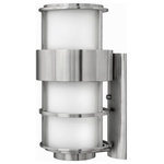 Hinkley - Hinkley 1905SS-LED Saturn - 20.3" One Light Outdoor Wall Lantern - Saturn is a stunning, modern design with robust construction and intersecting lines that create a striking contrast against the cylindrical glass.  Mounting Direction: Up  Shade Included: TRUE  Dimable: TRUE  Color Temperature:   Lumens: 1100  CRI:     Remodel:   Trim Included:Saturn 20.3" One Light Outdoor Wall Lantern Stainless Steel Etched Opal Glass Medium Base Lamping *UL: Suitable for wet locations*Energy Star Qualified: n/a  *ADA Certified: n/a  *Number of Lights: Lamp: 1-*Wattage:100w A19 Medium Base bulb(s) *Bulb Included:Yes *Bulb Type:A19 Medium Base *Finish Type:Stainless Steel