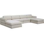 Meridian Furniture - Beckham Linen Textured Fabric 6-Piece Modular U-Shaped Sectional, Beige - Liven up your living space with this Beckham beige durable linen polyester fabric sectional. Its beige color complements any contemporary home decor, while its durable linen and polyester fabric upholstery provides you with a soft and comfortable place to sit. This sectional is modular, so you can create infinite configurations, which are easily attached using the attachment latch underneath. Its linen, wood, and foam construction guarantees stability for years to come.