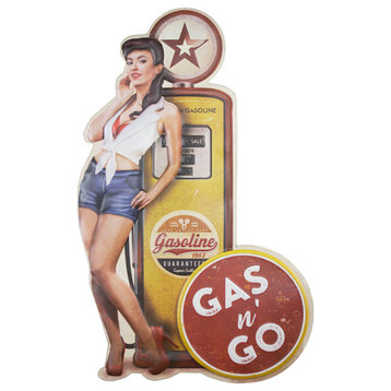 Gas n Go Pinup Embossed Metal Wall Decor