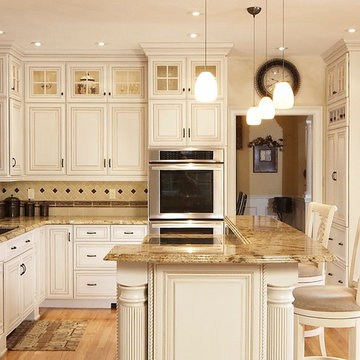 Elegant Kitchen Remodel - The raised island hides the cooking surface.