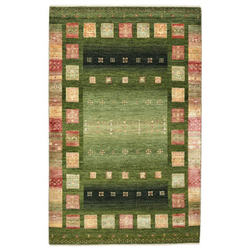 Oriental Rug Gabbeh Loribaft Design 5'4"x3'5" Hand Knotted Carpet