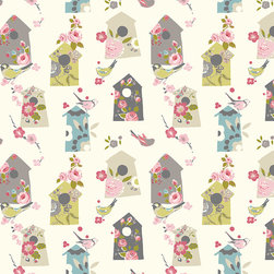 Bird Garden Summer Roman blind, curtain and cushion fabric - Roman Shades
