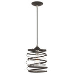 Livex Lighting - Livex Lighting 41320-07 Geometric Shade - 8.25" One Light Mini Pendant - This spring shaped mini pendant becomes an instantGeometric Shade 8.25 Bronze Bronze Metal  *UL Approved: YES Energy Star Qualified: n/a ADA Certified: n/a  *Number of Lights: Lamp: 1-*Wattage:60w Medium Base bulb(s) *Bulb Included:No *Bulb Type:Medium Base *Finish Type:Bronze