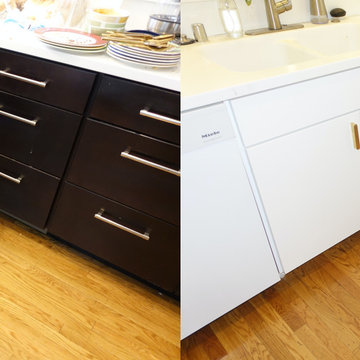 San Francisco reface with Satin White & Natural Maple slab doors